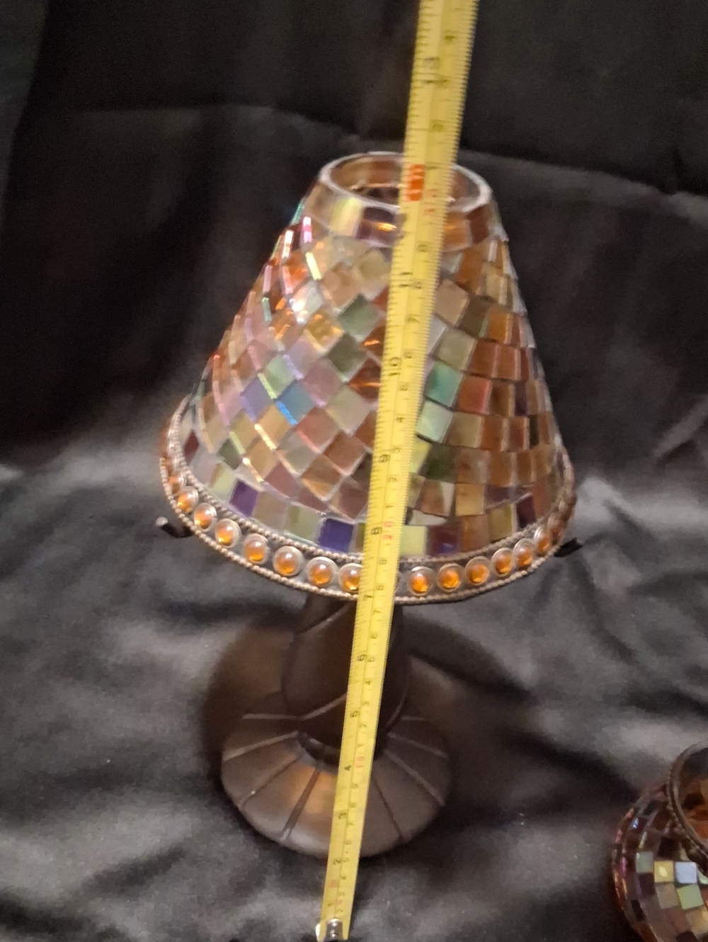 PartyLite Iridescent Mosaic Glass Candle Holders (3) - Brown & Multi - Picture 8 of 11